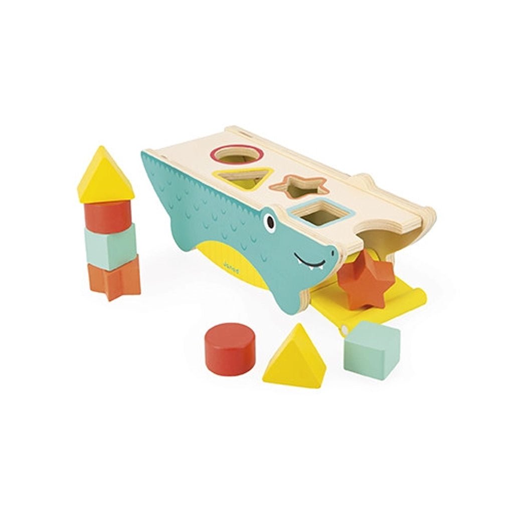 Janod-Tropik-crocodile-shape-sorter-montessori-toy.jpg Toy Castle - Tropik Shape Sorting Crocodile - Image 1